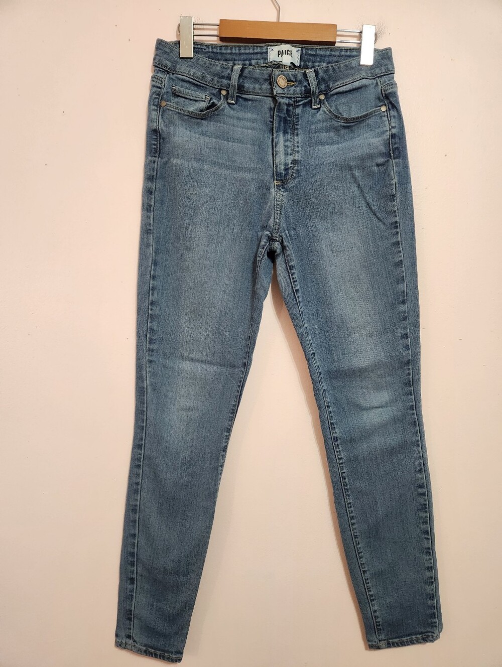 Paige Hoxton Ultra Skinny High Rise Stretch Denim Jeans Medium Wash Size 29